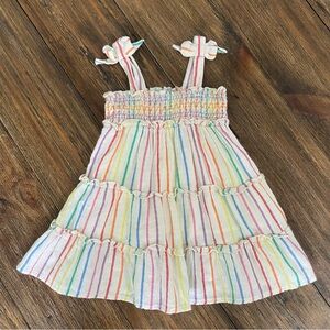 Cat & Jack candy stripe smocked ruffle tiered dress